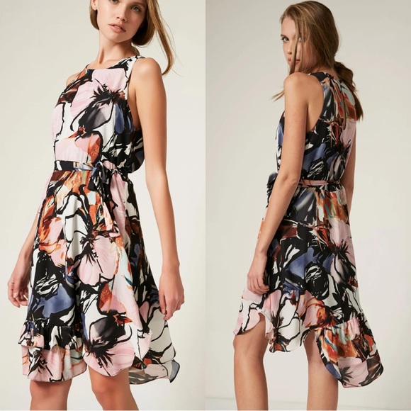 NWT Three Eighty Two (Revolve) Aria Asymmetrical Ruffle Hem Midi Dress Large - Picture 1 of 7